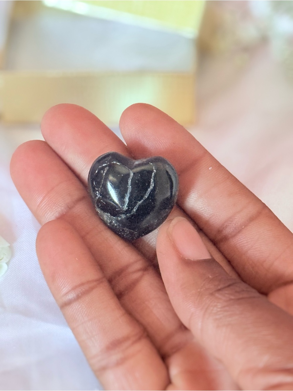 Black Tourmaline Crystal Heart | Protection Grounding Pocket Stone